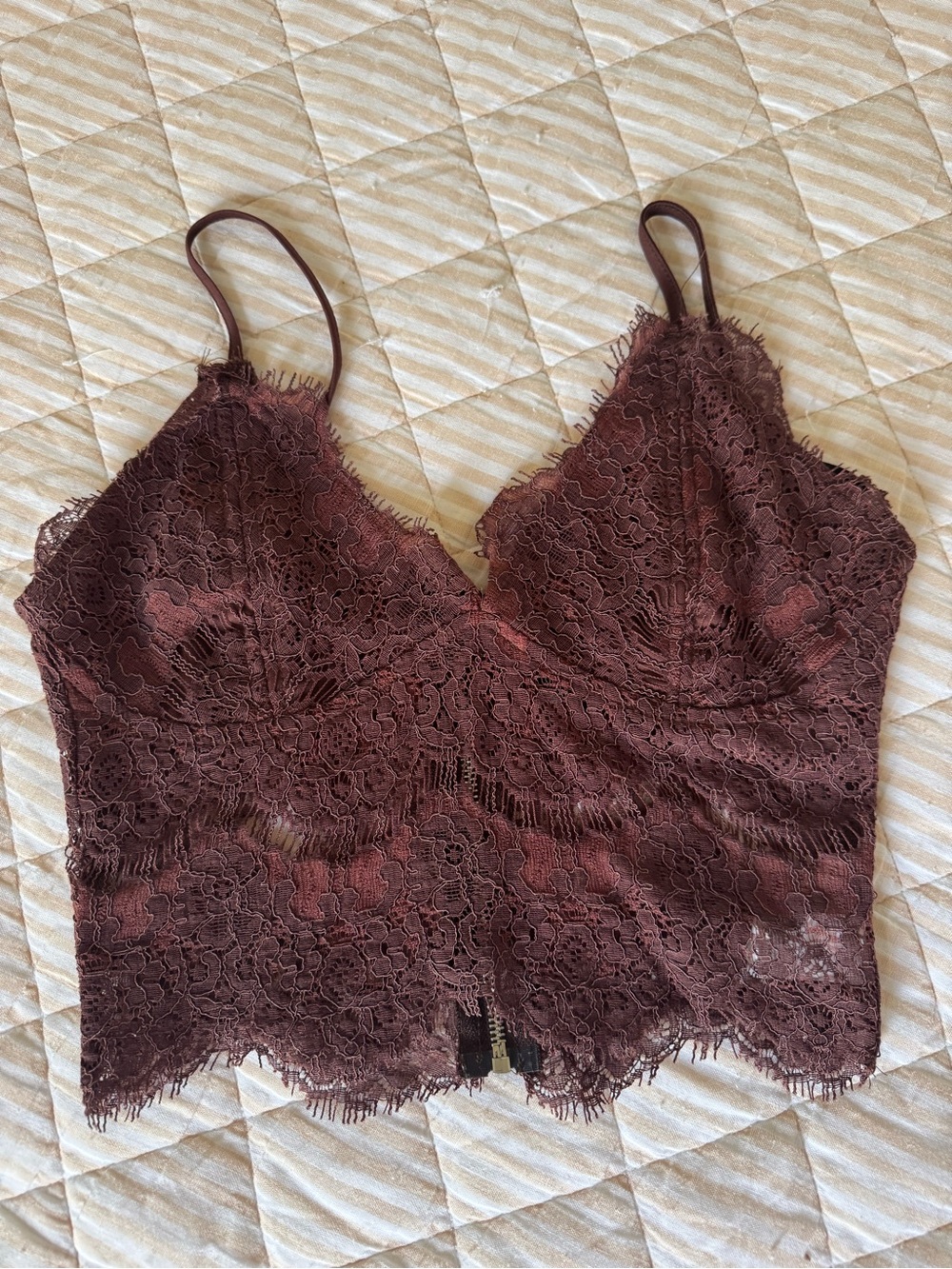 Missguided Lace Bralette Crop Top - Brown